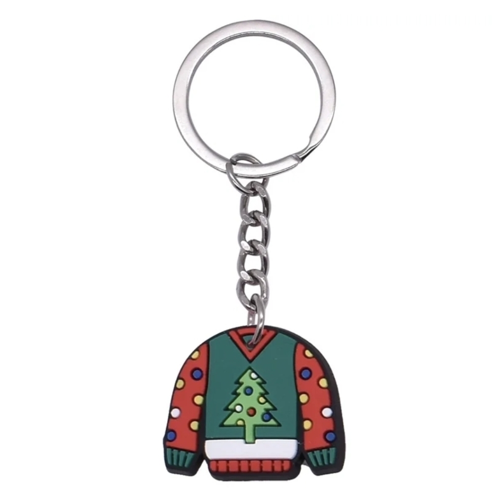 3 Festive Christmas Tree Sweater Mini Keychains/Bag Charms